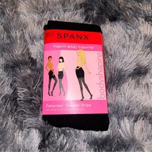 SPANX Black Patterned Sweater Stripe Tights